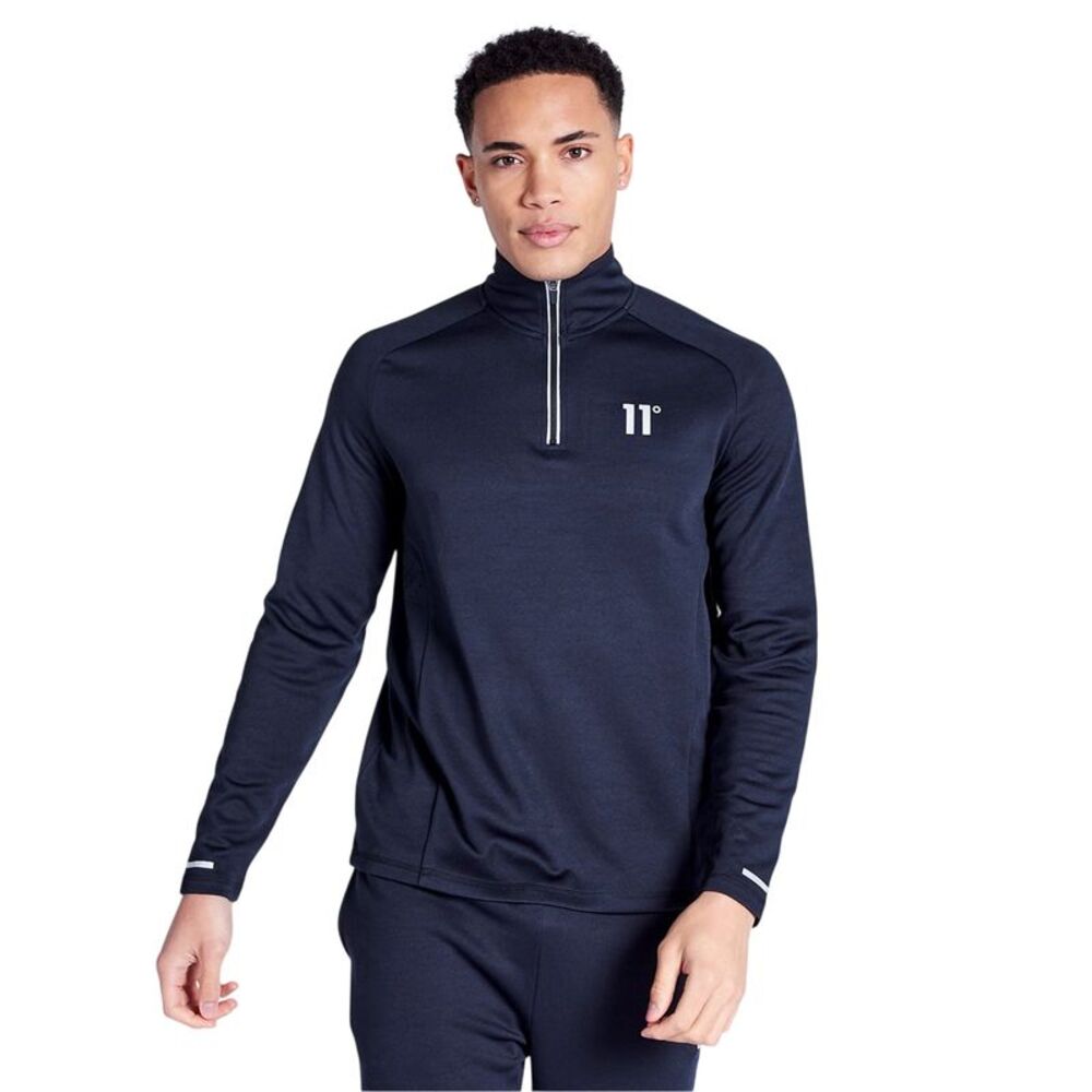 11 Degrees Mens Oxygen Quarter Zip Long-Sleeved Top / Black
